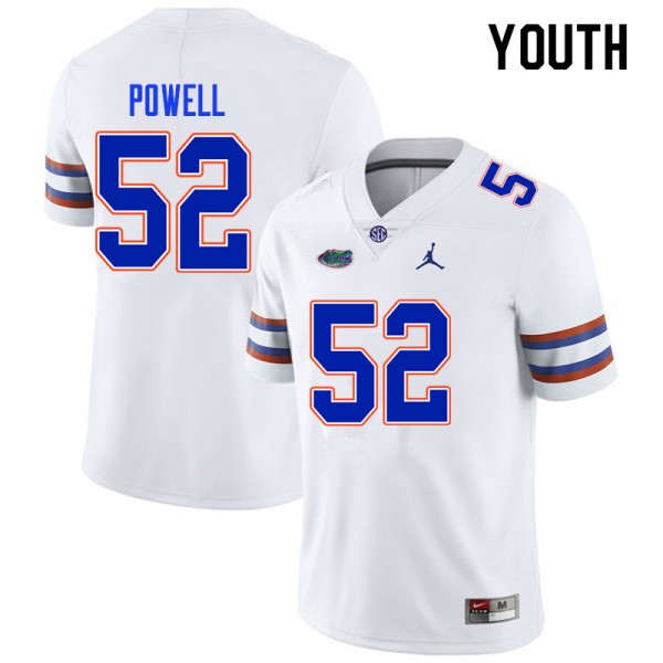Youth #52 Antwuan Powell Florida Gators College Football Jerseys White